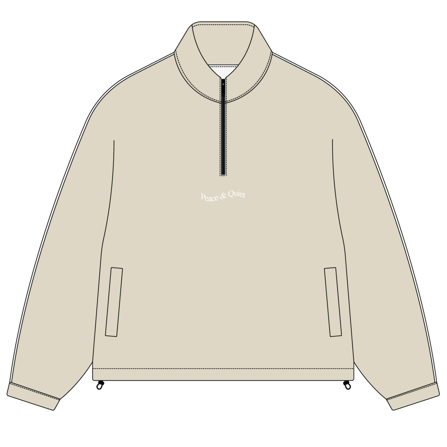 Wordmark Nylon Quarter Zip (Bone)