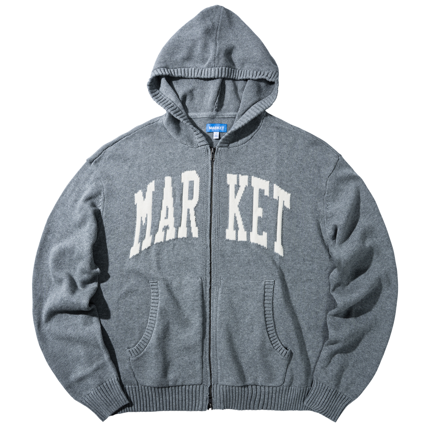 Classic Market Arc Full Zip Sweater Hoodie (Heather Grey)