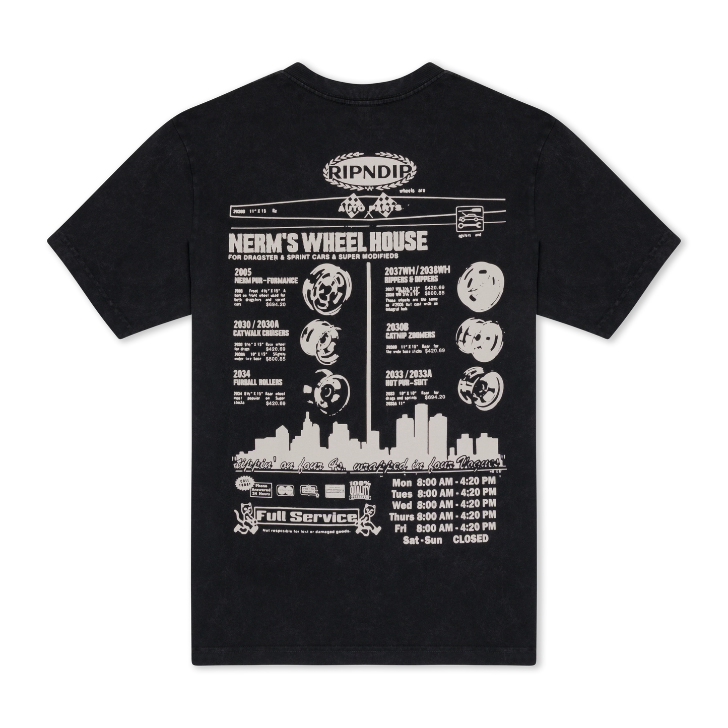 Nerm Wheels Tee (Black Vintage Wash)
