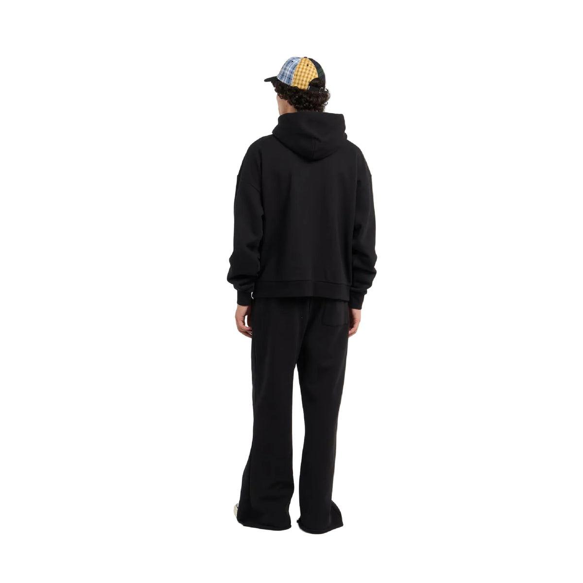 Plaid Applique Arc Hoodie (Black)