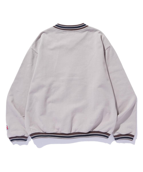 Rib Line V Neck Sweatshirt (Beige)