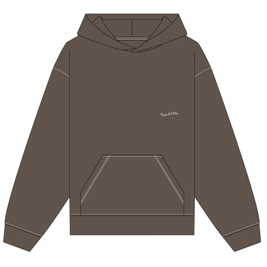 Wordmark Reverse Stitched Hoodie (Brown)