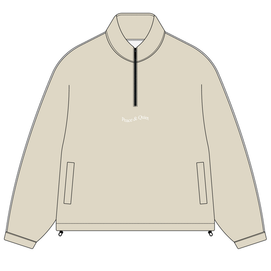 Wordmark Nylon Quarter Zip (Bone)