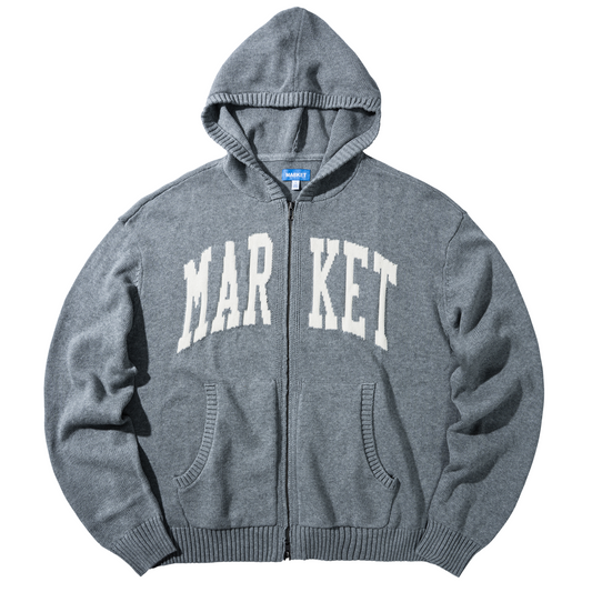 Classic Market Arc Full Zip Sweater Hoodie (Heather Grey)