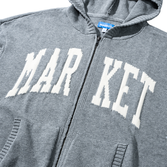 Classic Market Arc Full Zip Sweater Hoodie (Heather Grey)