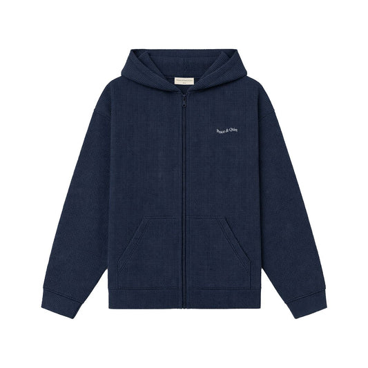 Wordmark Waffle Hoodie (Navy)