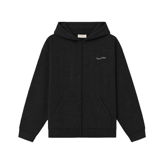 Wordmark Waffle Hoodie (Black)