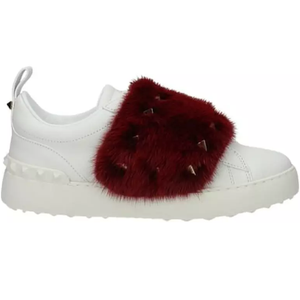 Red Mink Fur Rockstud Sneakers (De Uso) (5.5MX)