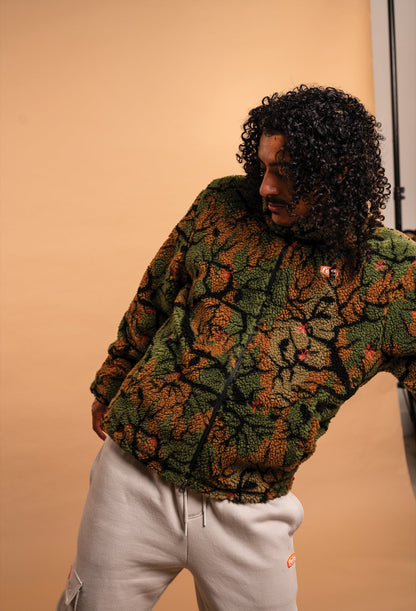 Forest Bloom Sherpa Jacket (Green Forest)