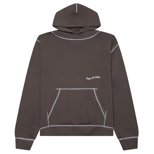 Wordmark Reverse Stitched Hoodie (Brown)