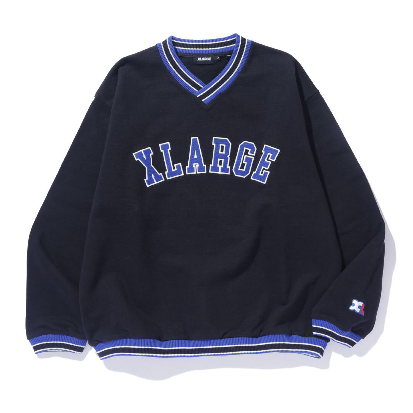 Rib Line V Neck Sweatshirt (Black)