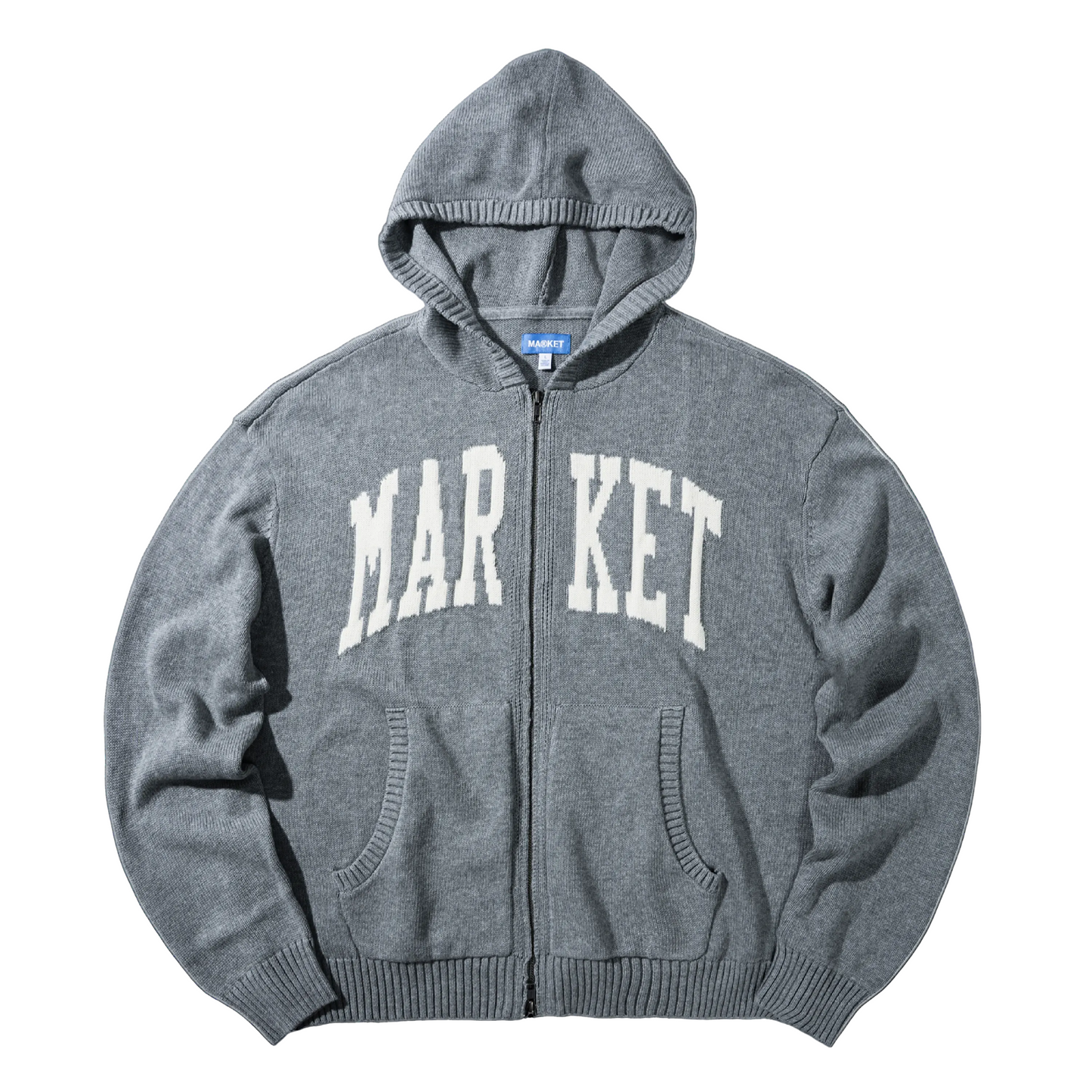 Classic Market Arc Full Zip Sweater Hoodie (Heather Grey)