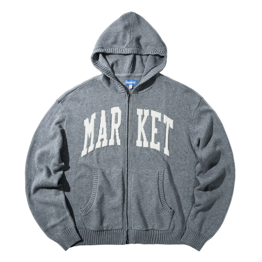 Classic Market Arc Full Zip Sweater Hoodie (Heather Grey)