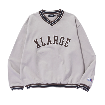 Rib Line V Neck Sweatshirt (Beige)