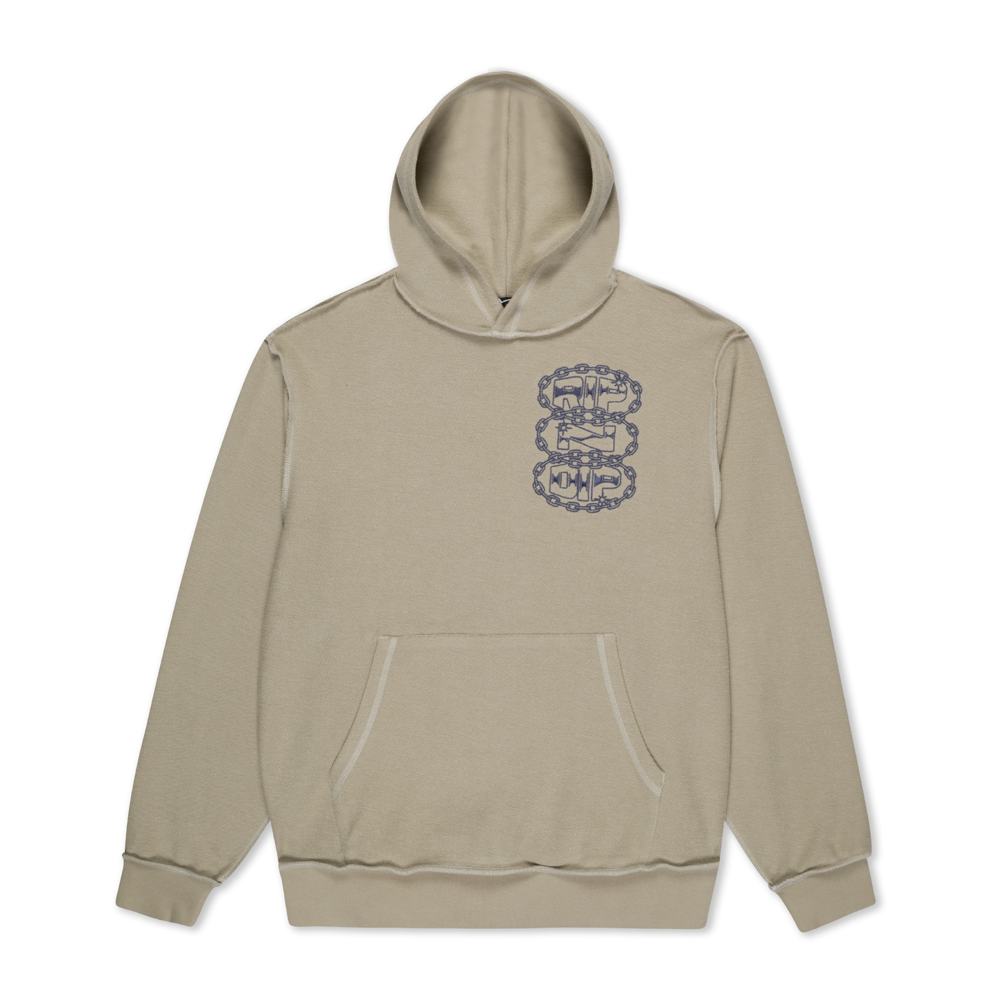 Linked Up Reversed Stitch Hoodie (Khaki)