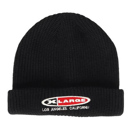 Oval Emblem Knit Beanie (Black)