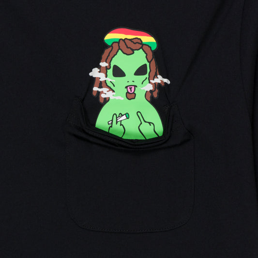Smoking Rasta Alien Pocket Tee