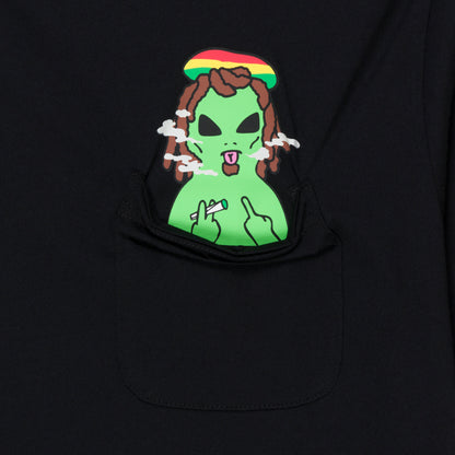 Smoking Rasta Alien Pocket Tee
