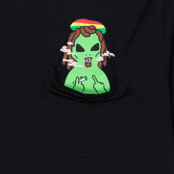 Smoking Rasta Alien Pocket Tee (Black)