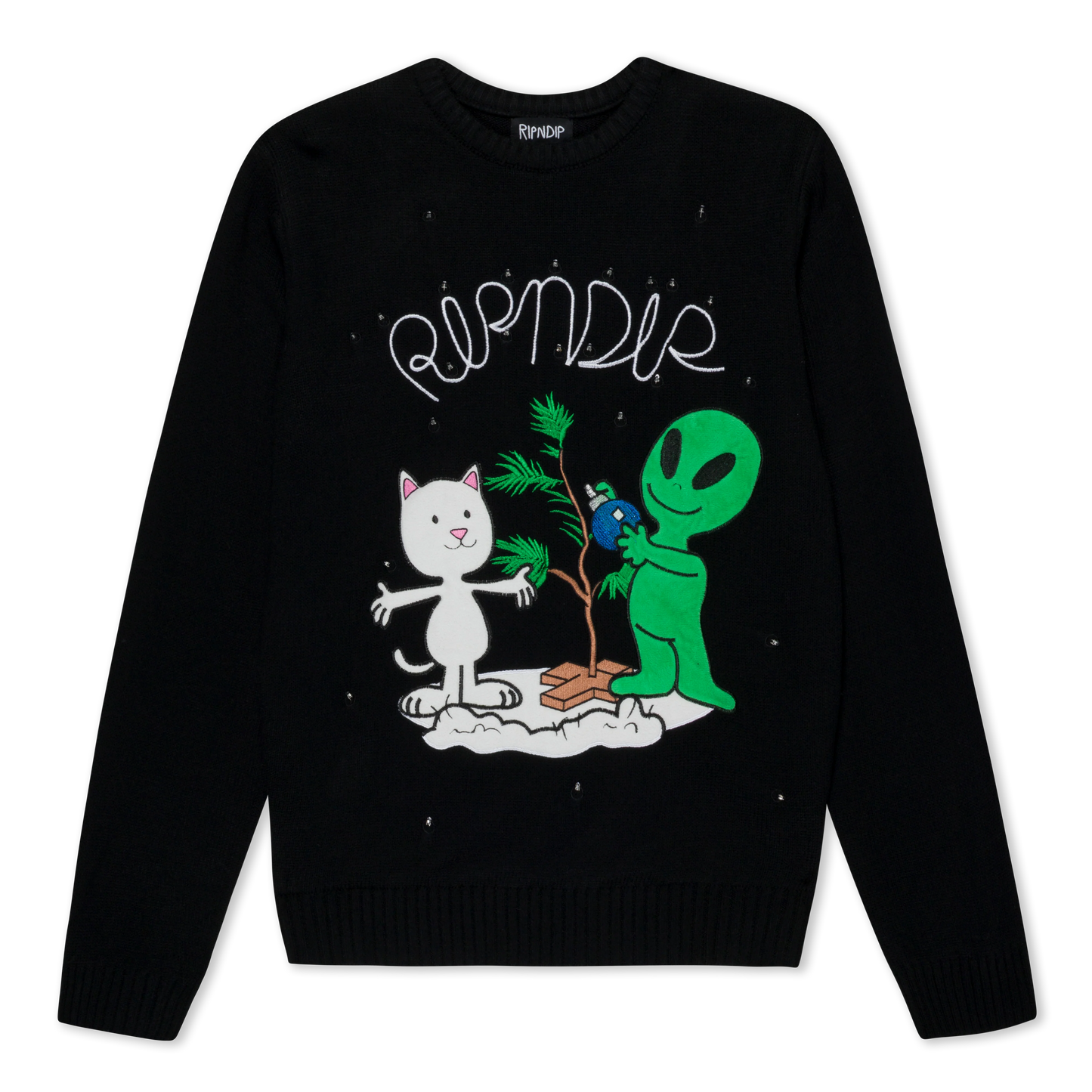 Alien/Nerm Christmas Light Up Knit Sweater (Black)