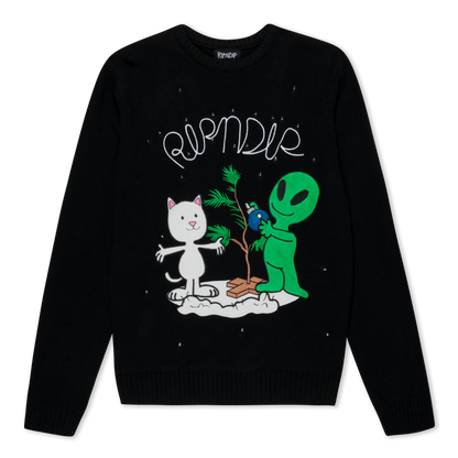 Alien/Nerm Christmas Light Up Knit Sweater (Black)
