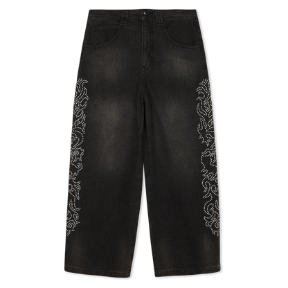 Pretty Flacko Extra Wide Leg Pants (Black Vintage Wash Denim)