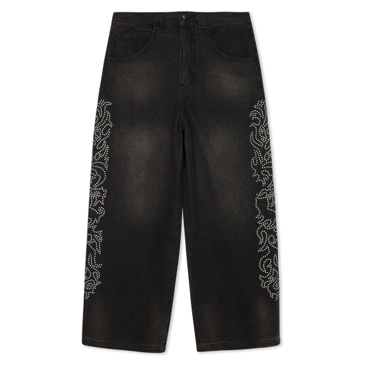 Pretty Flacko Extra Wide Leg Pants (Black Vintage Wash Denim)