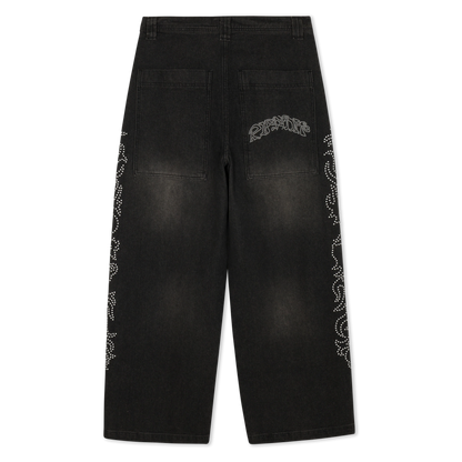 Pretty Flacko Extra Wide Leg Pants (Black Vintage Wash Denim)