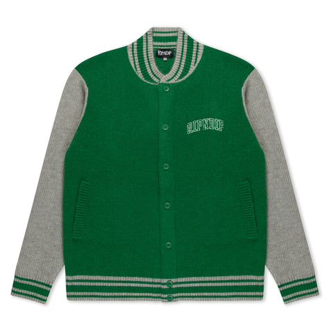 Team Spirit Varsity Cardigan (Green Grey)