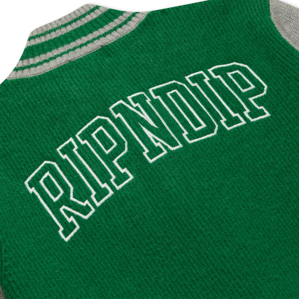 Team Spirit Varsity Cardigan (Green Grey)