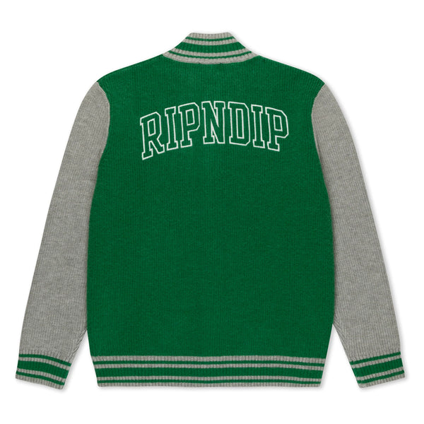 Team Spirit Varsity Cardigan (Green Grey)