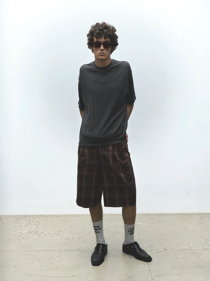 Knit Stripe Tee (Charcoal)