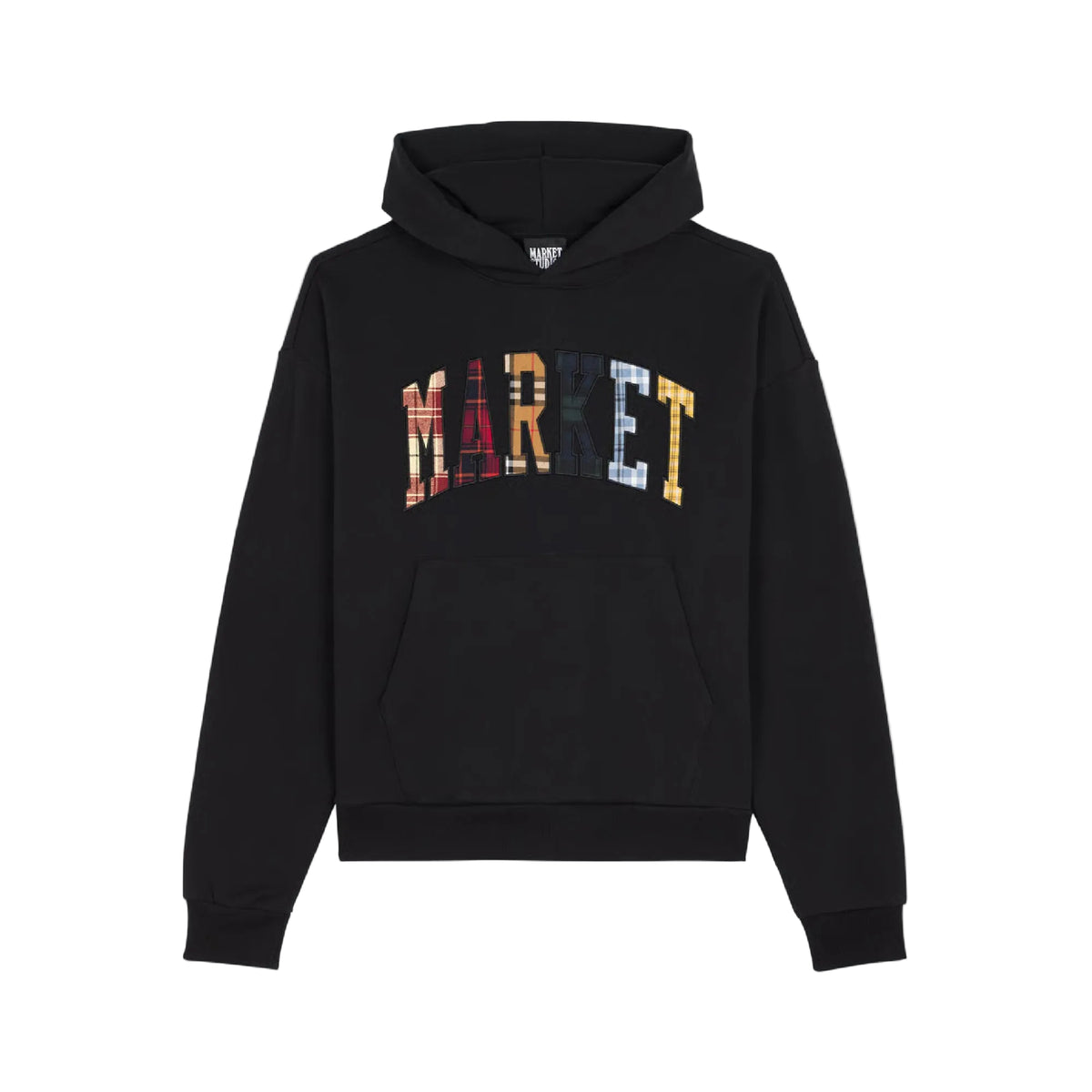 Plaid Applique Arc Hoodie (Black)
