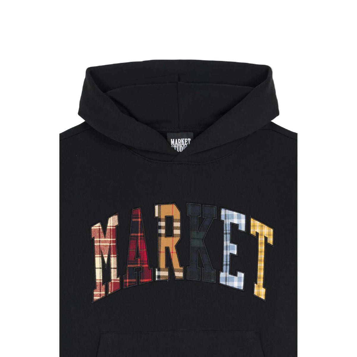 Plaid Applique Arc Hoodie (Black)