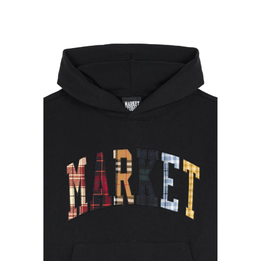 Plaid Applique Arc Hoodie (Black)