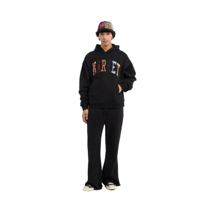 Plaid Applique Arc Hoodie (Black)