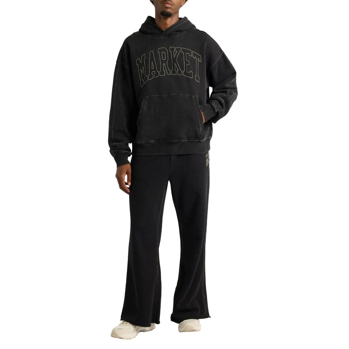 Big Stitch Open Leg Sweatpants (Black)
