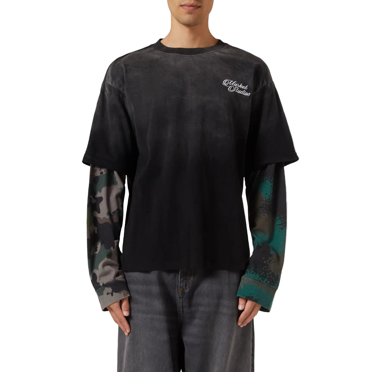Camo Mix 2Fer Long Sleeve Tee (Black/Camo)