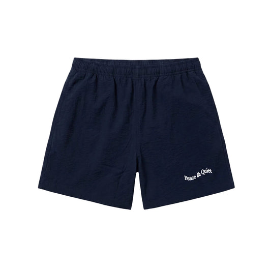 Wordmark Seersucker Shorts (Navy)
