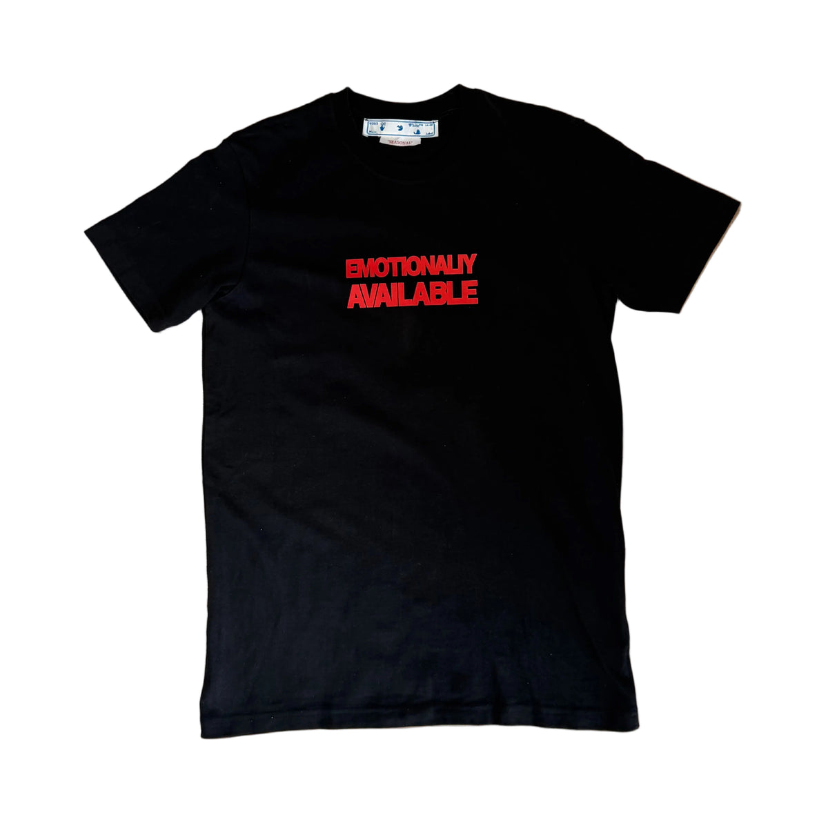 Off-White Emotionally Unavailable Logo Type Tee "Black”