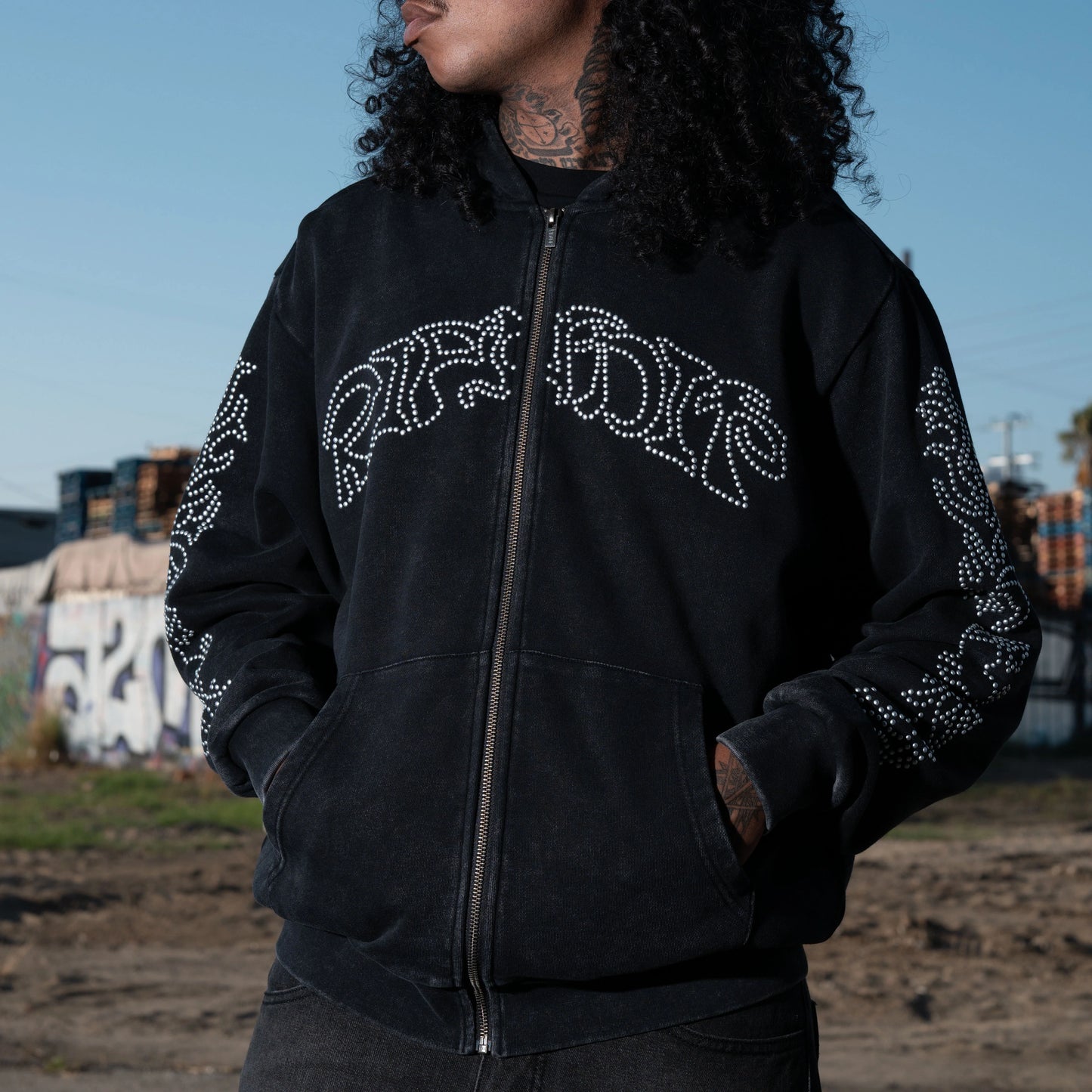 Pretty Flacko Zip Hoodie (Black Vintage Wash)