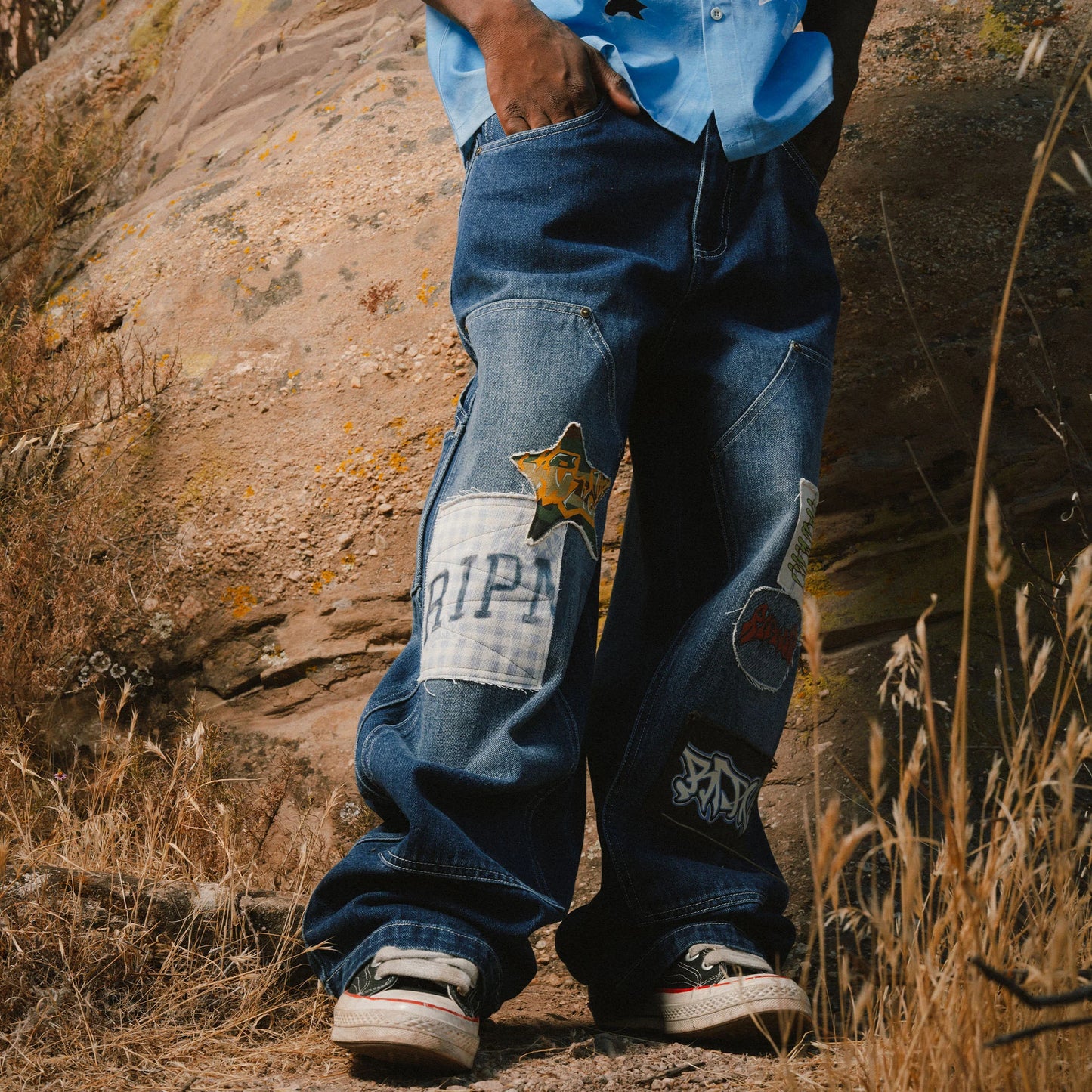 Skyline Wide Fit Carpenter Pant (Light Wash Denim)