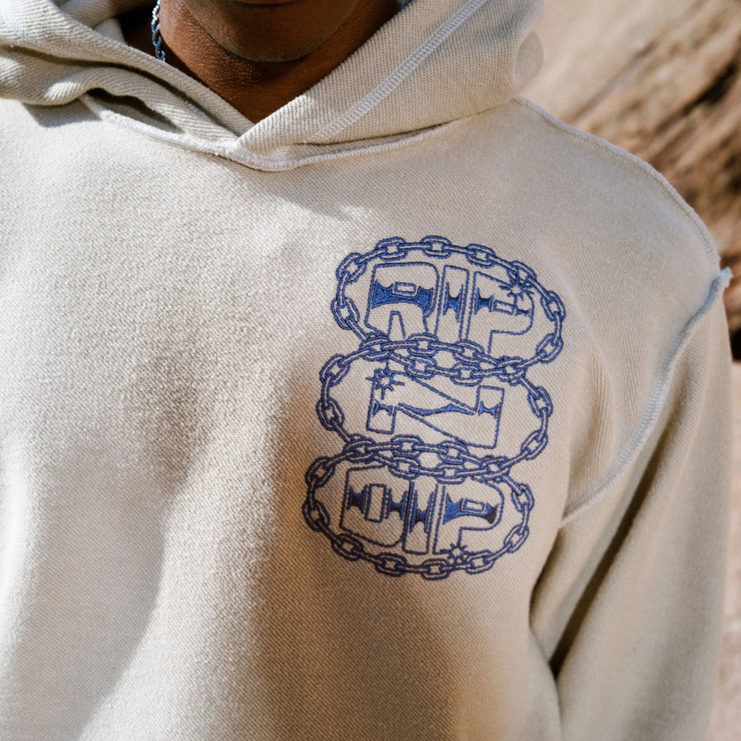 Linked Up Reversed Stitch Hoodie (Khaki)