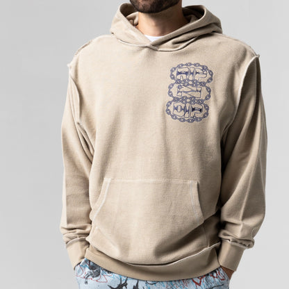 Linked Up Reversed Stitch Hoodie (Khaki)