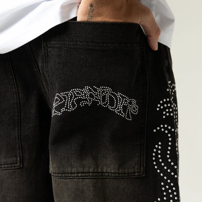 Pretty Flacko Extra Wide Leg Pants (Black Vintage Wash Denim)