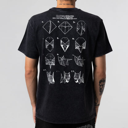 Origami Tee (Black Vintage Wash)