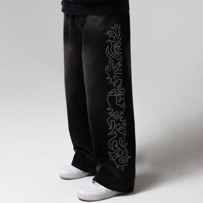 Pretty Flacko Extra Wide Leg Pants (Black Vintage Wash Denim)