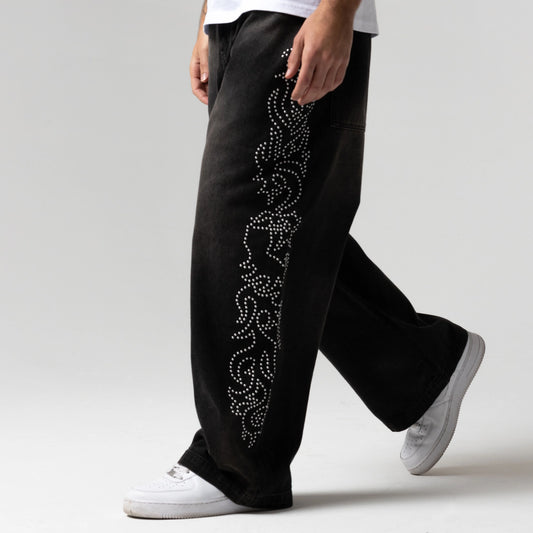 Pretty Flacko Extra Wide Leg Pants (Black Vintage Wash Denim)