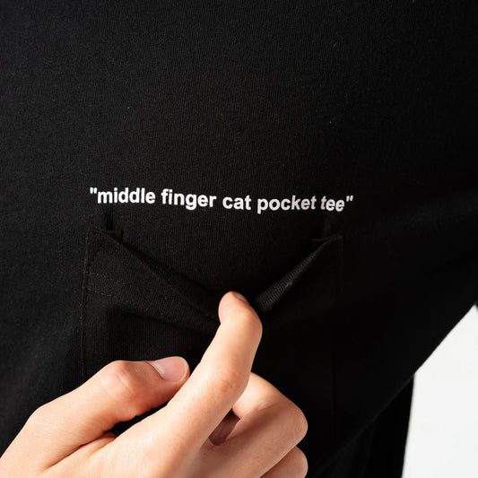 Middle Finger Cat Pocket Tee